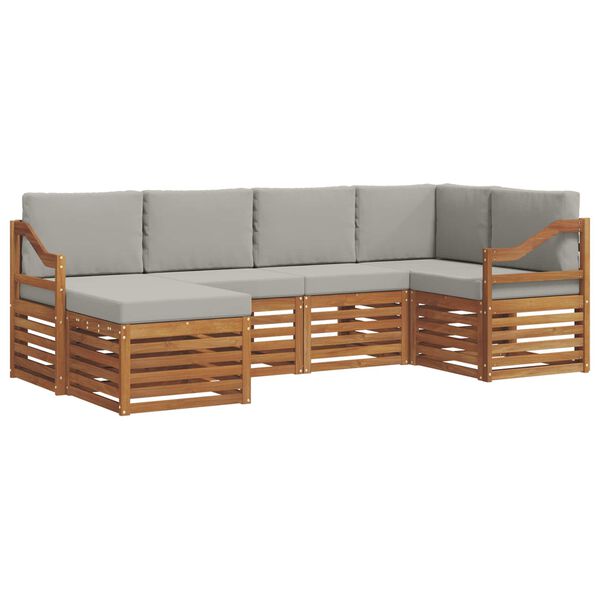 vidaXL S&uacute;pravy pohoviek s vank&uacute;&scaron;om 6 pcs Pr&iacute;rodn&aacute; a svetlosiv&aacute;