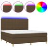 vidaXL Posteľ boxsping s matracom a LED tmavohned&aacute; 180x200 cm l&aacute;tka