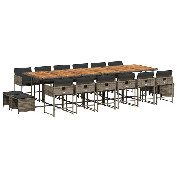 vidaXL 17-dielna z&aacute;hradn&aacute; jed&aacute;lensk&aacute; s&uacute;prava s vank&uacute;&scaron;mi siv&aacute; polyratan