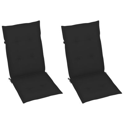 vidaXL Záhradné stoličky 2 ks s čiernymi podložkami tíkový masív