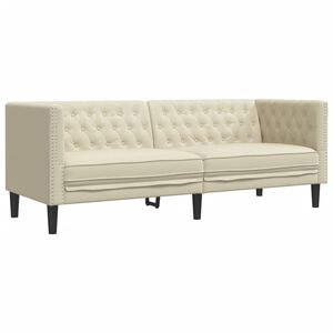 VidaXL Pohovka chesterfield 3-miestna kr&eacute;mov&aacute; umel&aacute; koža