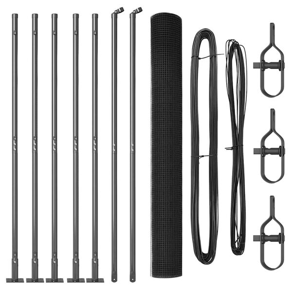 vidaXL Stĺp na plot. Siv&aacute; 10 x 1,6 m (16 x 16 mm sieť) Ocel a PVC