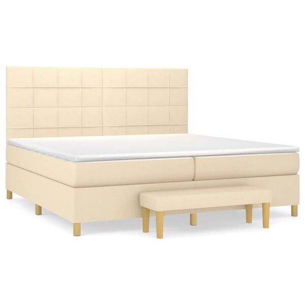 vidaXL Boxspring posteľ s matracom kr&eacute;mov&aacute; 200x200 cm l&aacute;tka