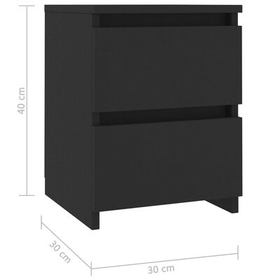 vidaXL Nočné stolíky 2 ks čierne 30x30x40 cm drevotrieska