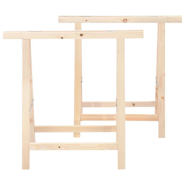 vidaXL Skladacie stavebn&eacute; kozy 2 ks, borovicov&eacute; drevo