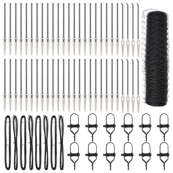 vidaXL Plot s stĺpmi Sivá 0.5 x 100 m Ocel potiahnutá PVC