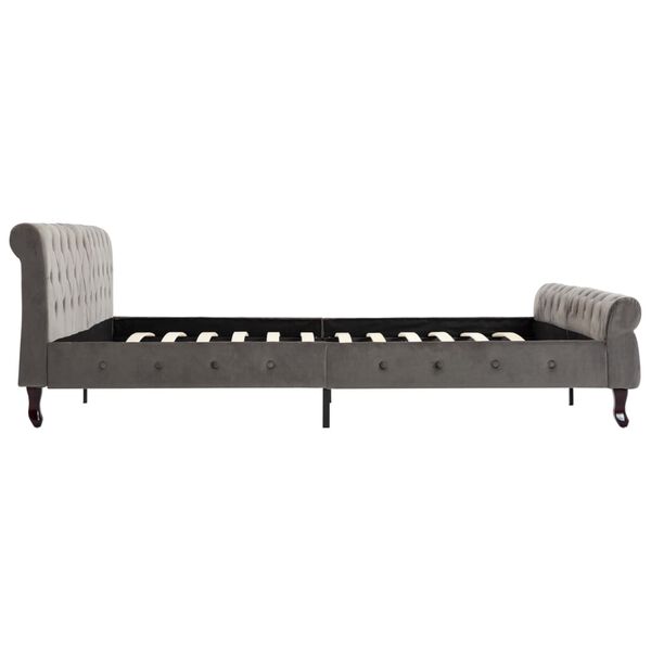 vidaXL Posteľný rám, sivý, zamat 200x200 cm