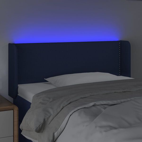 vidaXL Čelo postele s LED modr&eacute; 93x16x78/88 cm l&aacute;tka