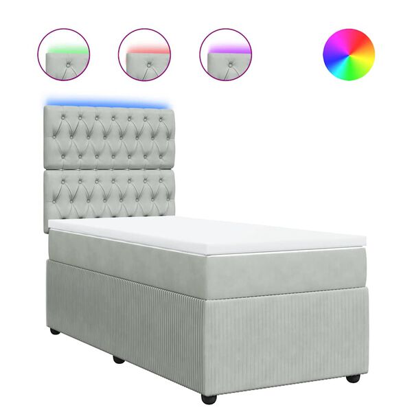 vidaXL Posteľný rám boxsping s matracom bledosivý 90x190 cm zamat