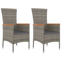 vidaXL Záhradné stoličky so sedákmi 2 ks polyratanové sivé