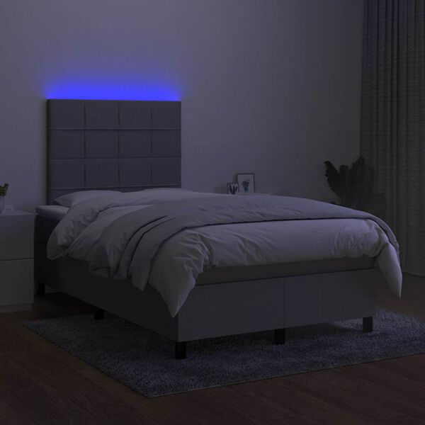vidaXL Boxspring posteľ s matracom a LED, svetlosiv&aacute; 120x190 cm, l&aacute;tka