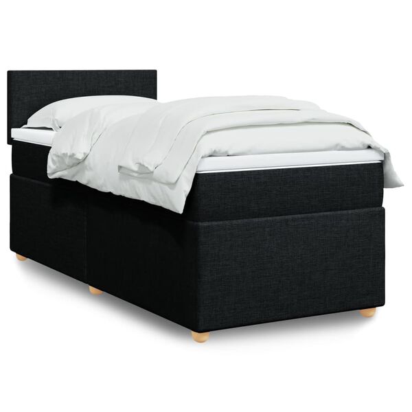 vidaXL Posteľn&yacute; r&aacute;m boxspring s matracom čierny 90x190 cm l&aacute;tka