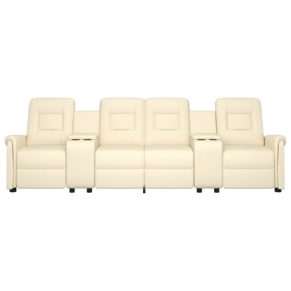 vidaXL 4-miestne sklápacie masážne kreslo+držiaky na poháre, krémové