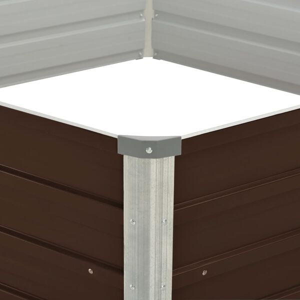 vidaXL Vyvýšený záhradný kvetináč hnedý 129x129x46 cm pozinkovaná oceľ