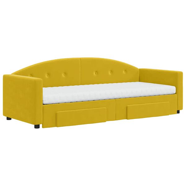 vidaXL Rozkladacia denná posteľ s matracmi žltá 80x200 cm zamat