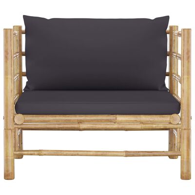 vidaXL 5-dielna záhradná sedacia súprava, tmavosivé podložky, bambus
