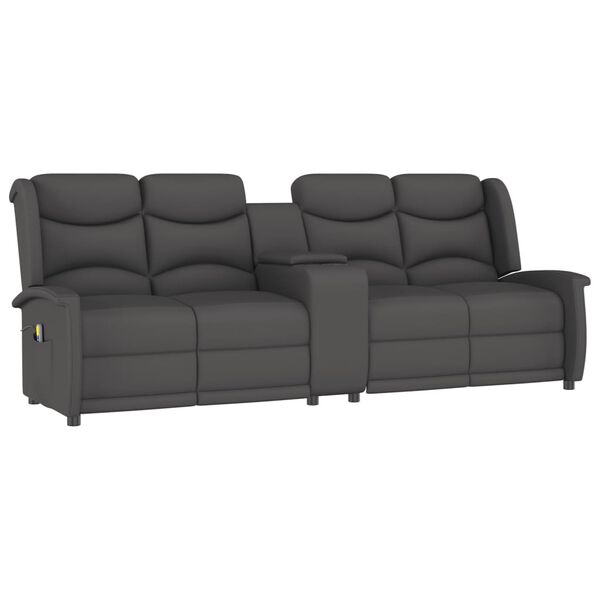 vidaXL 4-miestne skl&aacute;pacie mas&aacute;žne kreslo+držiak na poh&aacute;re, tmavosiv&eacute;