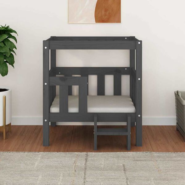 vidaXL Posteľ pre psa siv&aacute; 65,5x50,5x70 cm borovicov&yacute; mas&iacute;v