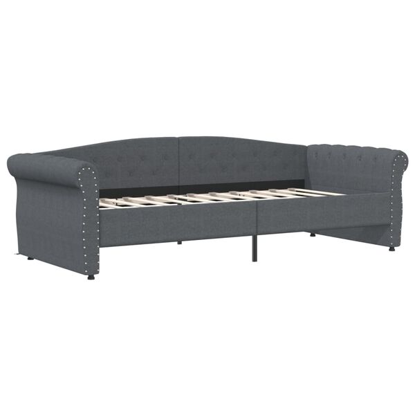 vidaXL Pohovka s matracom a USB tmavosiv&aacute; l&aacute;tkov&aacute; 90x200 cm