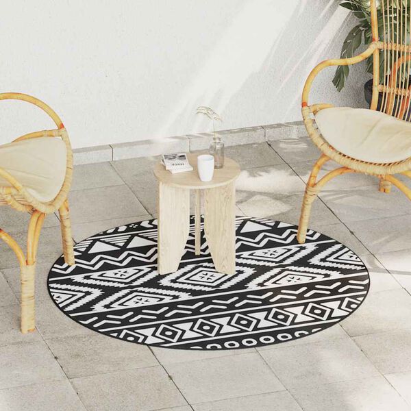 vidaXL Vonkajší koberec ARAKIL čierny Ø120 cm PP