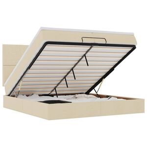 vidaXL Osmansk&yacute; r&aacute;m postele s matracmi kr&eacute;mov&aacute; 200x200 cm l&aacute;tka