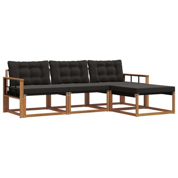 vidaXL Z&aacute;hradn&aacute; s&uacute;prava gaučov s vank&uacute;&scaron;om 4 pcs Pr&iacute;rodn&aacute; a čierna