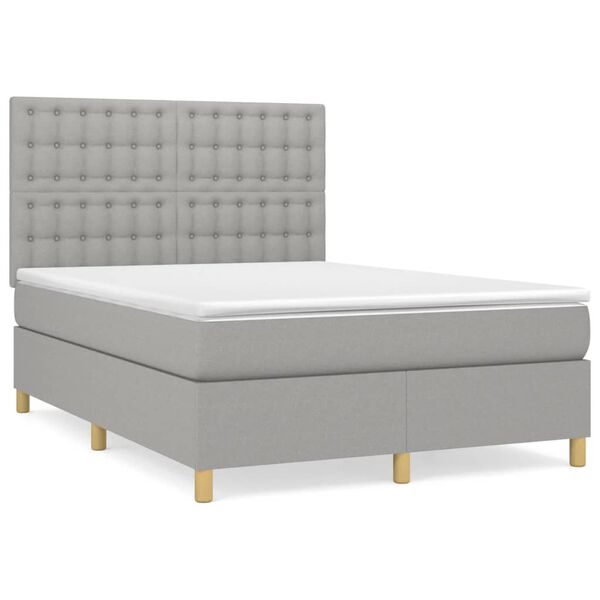 vidaXL Boxspring posteľ s matracom bledosiv&aacute; 140x200 cm l&aacute;tka
