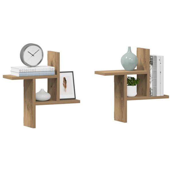 vidaXL N&aacute;stenn&eacute; police 2 ks dib artisan 38x12x38 cm kompozitn&eacute; drevo