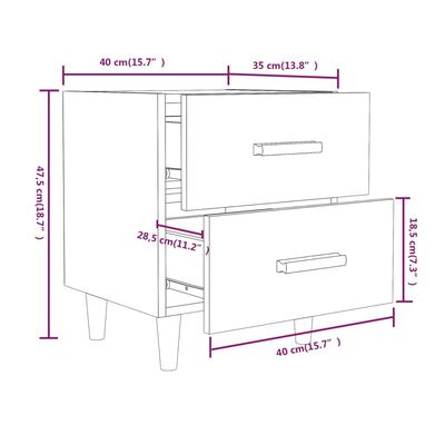 vidaXL Nočné stolíky 2 ks biele 40x35x47,5 cm