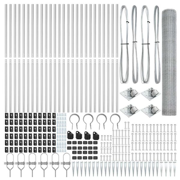vidaXL Stĺp na plot. Strieborn&aacute; 50 x 1,4 m (25 mm sieť) Oceľ