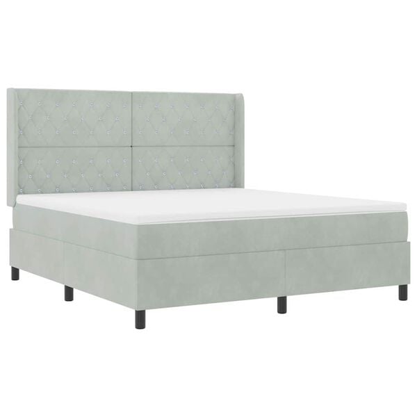 vidaXL Posteľ s boxov&yacute;m pružinov&yacute;m r&aacute;mom a matracom s LED Svetlosiv&aacute;