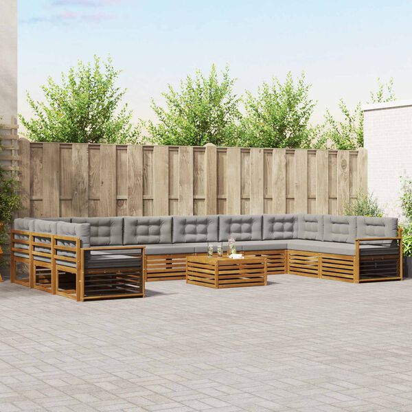 vidaXL S&uacute;pravy pohoviek s vank&uacute;&scaron;om 11 pcs Pr&iacute;rodn&aacute; a svetlosiv&aacute;