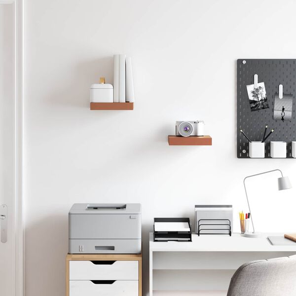 vidaXL Stenn&aacute; polica 2 pcs Červen&aacute; 23 x 23,5 x 4 cm Kompozitn&eacute; drevo