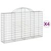vidaXL Obl&uacute;kov&eacute; gabionov&eacute; ko&scaron;e 4 ks 200x30x120/140 cm pozink. železo