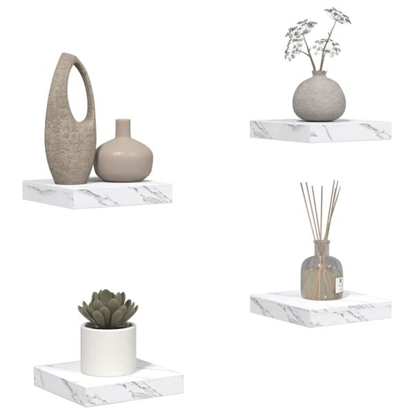 vidaXL Stenn&aacute; polica N&aacute;stenn&yacute; 4 pcs Biely mramor 23 x 23,5 x 4 cm