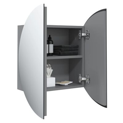 vidaXL Kúpeľňová skrinka s okrúhlym zrkadlom a LED sivá 47x47x17,5 cm