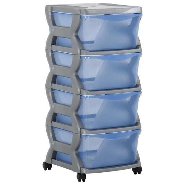 vidaXL Z&aacute;suvkov&aacute; skriňa na kolieskach 36x40x80 cm siv&aacute; a modr&aacute;