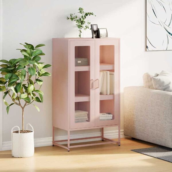 vidaXL Highboard Pink 68x39x123 cm Oceľ