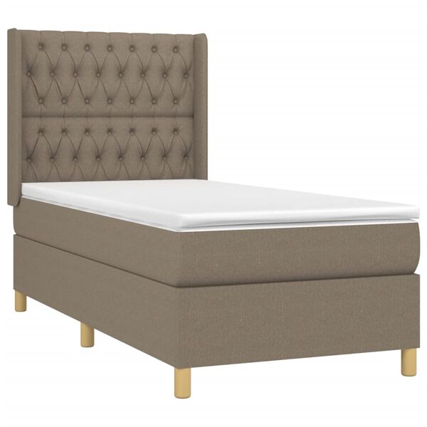 vidaXL Posteľn&yacute; r&aacute;m boxspring s matracom sivohned&yacute; 90x190 cm l&aacute;tka