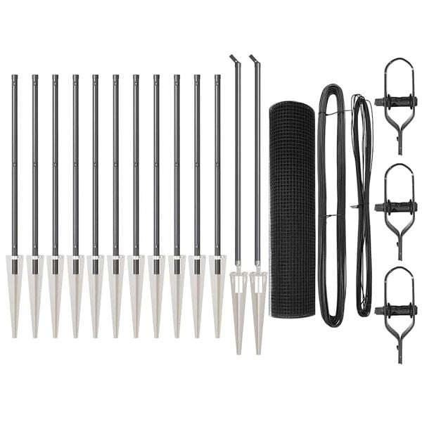 vidaXL Stĺp na plot. Siv&aacute; 25 x 0,4 m (25 x 25 mm sieťovina) Ocel a PVC