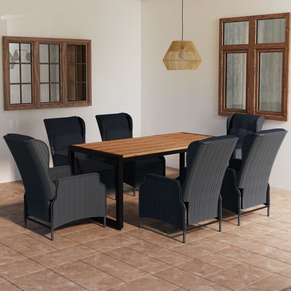 vidaXL 7-dielna z&aacute;hradn&aacute; jed&aacute;lensk&aacute; s&uacute;prava tmavosiv&aacute;