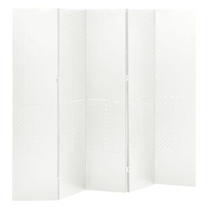 vidaXL Parav&aacute;n s 5 panelmi, biela 200x180 cm oceľ