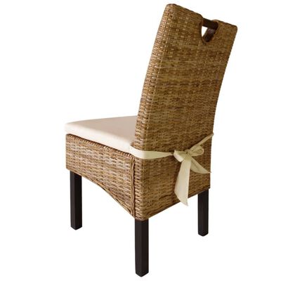 vidaXL Jedálenské stoličky, 4 ks, ratan kubu a mangové drevo