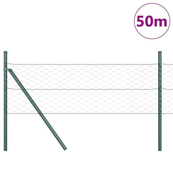 vidaXL Stĺp na plot. Zelen&aacute; 50 x 0,5 m (50 mm sieť) Ocel a PVC
