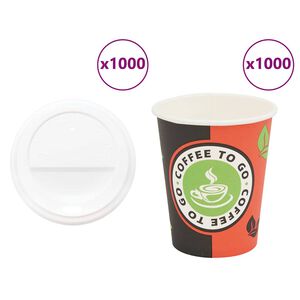 vidaXL papierov&eacute; &scaron;&aacute;lky na k&aacute;vu s viečkom 1000 ks 8oz 240ml