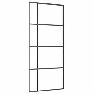 vidaXL Posuvn&eacute; dvere nepriehľadn&eacute; ESG sklo a hlin&iacute;k 90x205 cm čierne