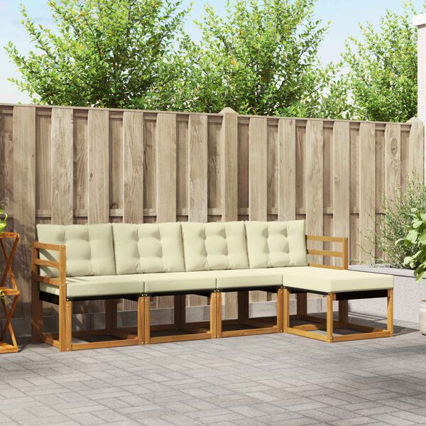 vidaXL Z&aacute;hradn&aacute; s&uacute;prava gaučov s vank&uacute;&scaron;om 5 pcs Pr&iacute;rodn&aacute; a kr&eacute;mov&aacute;