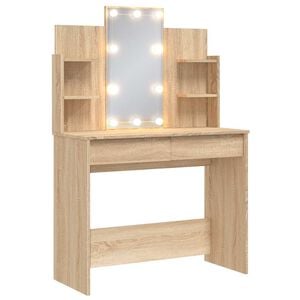 vidaXL Toaletn&yacute; stol&iacute;k s LED svetlami dub sonoma 96x40x142 cm