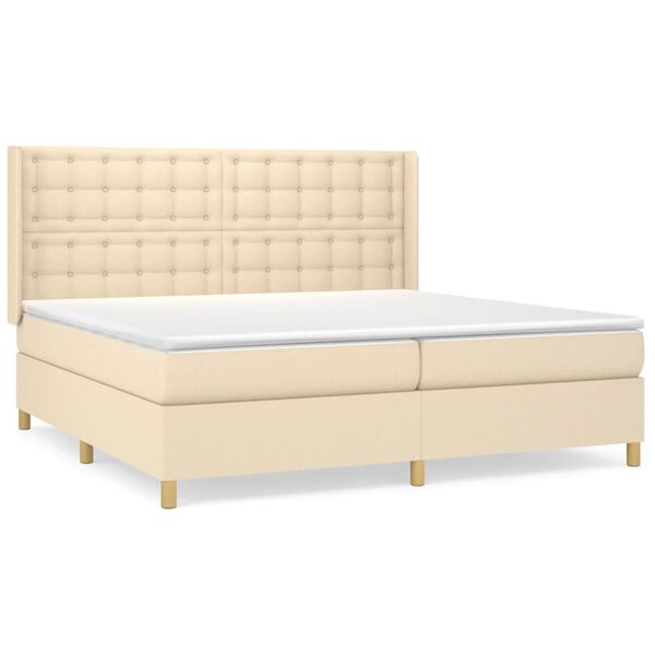 vidaXL Boxspring posteľ s matracom kr&eacute;mov&aacute; 200x200 cm l&aacute;tka
