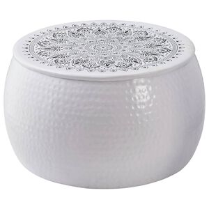 vidaXL Okr&uacute;hly konferenčn&yacute; stol&iacute;k s reli&eacute;fom Biela &Oslash; 55 x 55 cm Hlin&iacute;k
